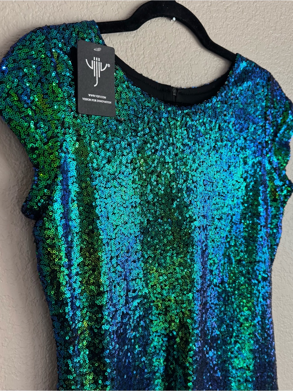 Vision For Innovation Dress Sequin Medium Blue and Green Ombré